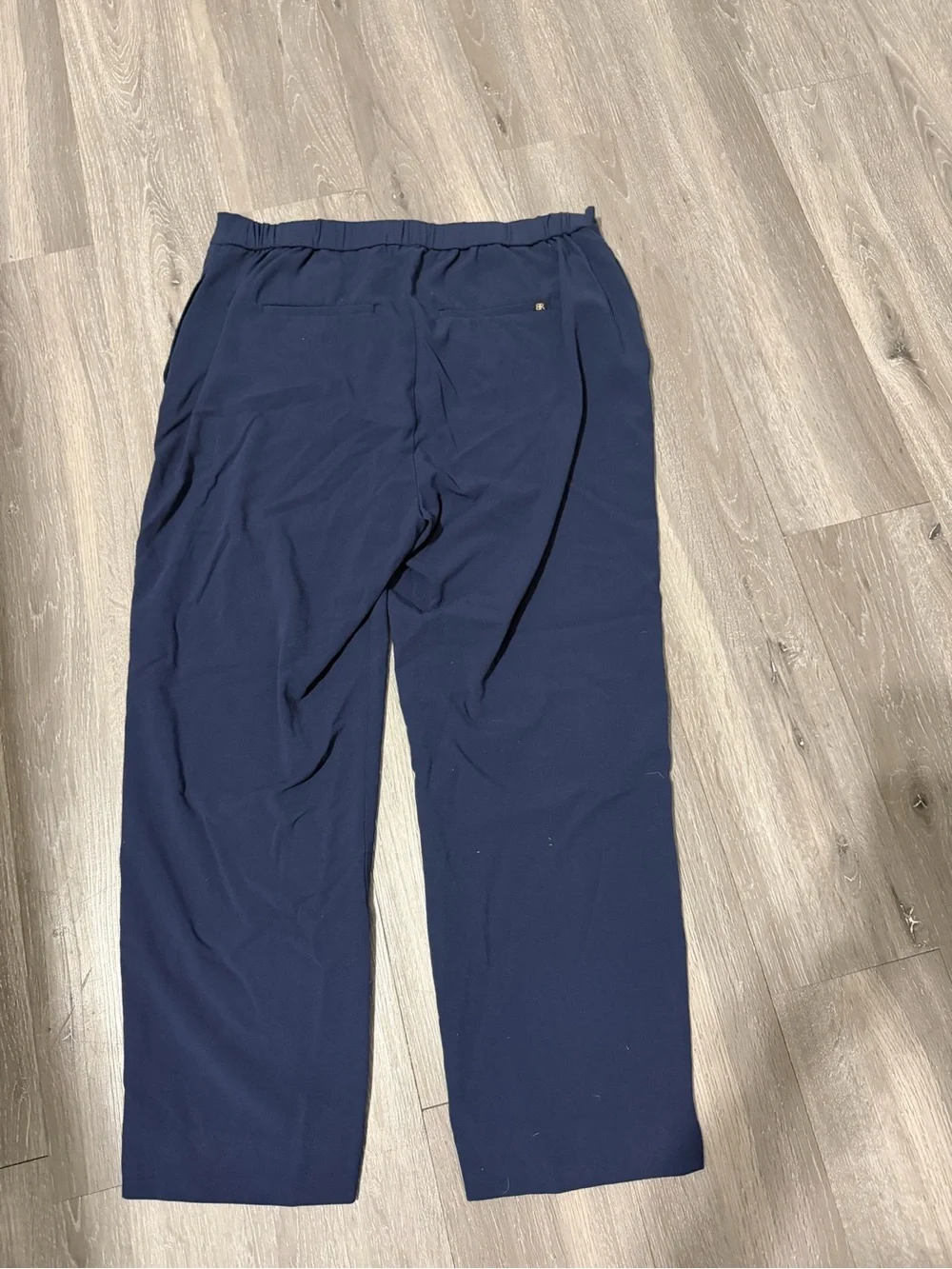 Banana Republic Navy  Elastic Waist Pull On Straight Leg Trousers Dress Pants 14